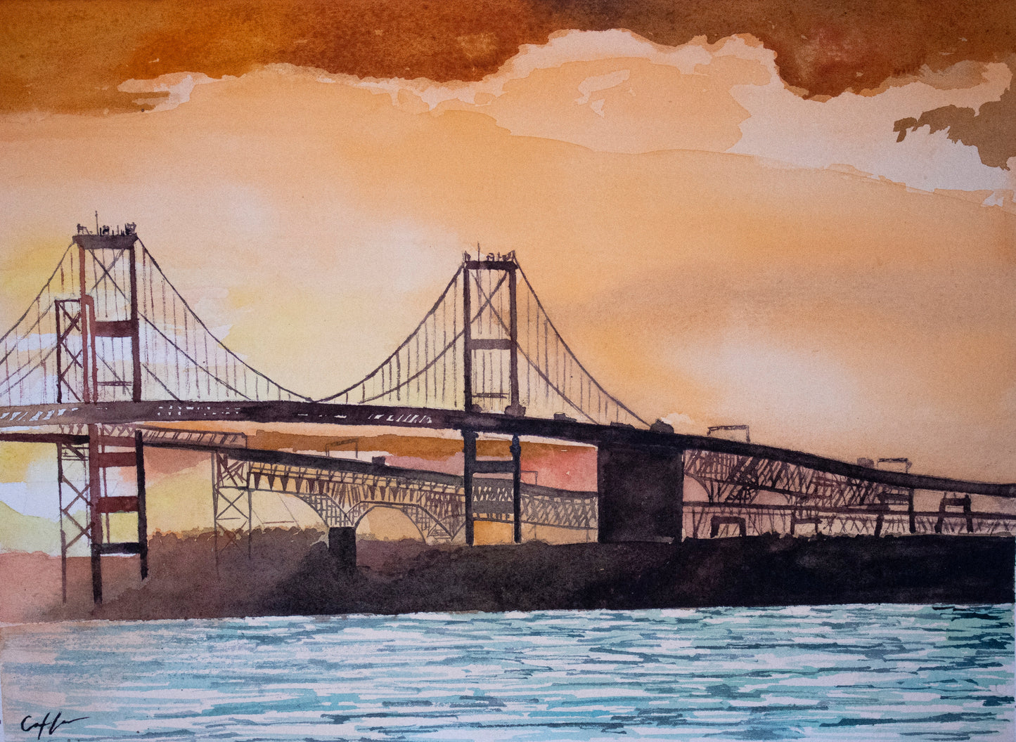 Maryland Bay Bridge (Watercolor Print)