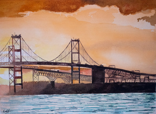 Maryland Bay Bridge (Watercolor Print)