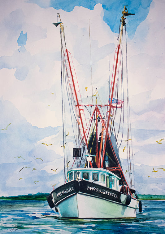 Shrimp Boat (Watercolor Print)